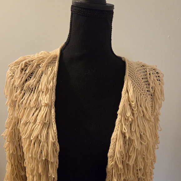 New York & Company Beige Fringe Cardigan - Picture 2 of 5